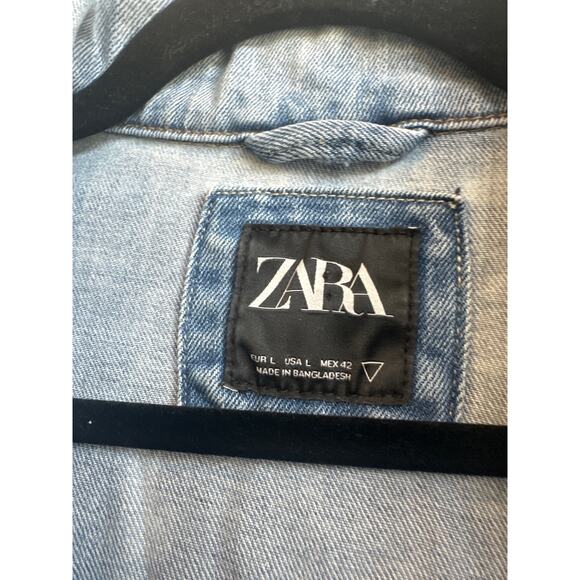 Zara men Graffiti  Graphic Light Bleach Wash Denim Jacket 90's Y2K Style - Picture 3 of 9